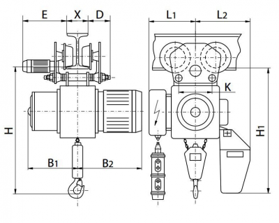 Схема талей тип BY