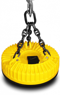 Электромагнит грузоподъемный круглый ДКМ100-Л/А для перегрузки скрапа, слябов и листовой стали