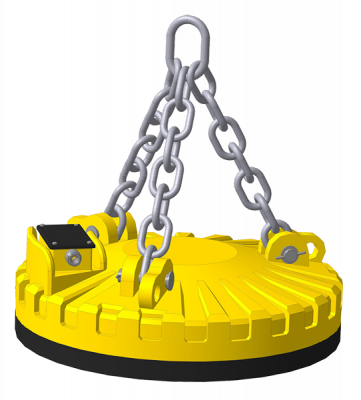 Электромагнит грузоподъемный круглый ДКМ140-Л/А для перегрузки скрапа, слябов и листовой стали